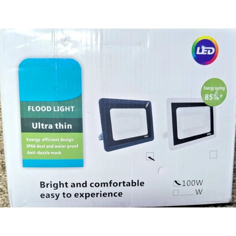 100W Led Flood Light Outdoor Security Garden Yard Spotlight Lamp IP66 Black